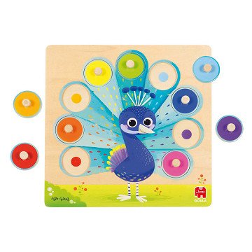 Jumbo Goula – Holzpuzzle mit Pfauenknöpfen, 9-tlg.