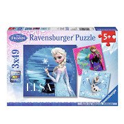 Disney Frozen Puzzle: Elsa, Anna & Olaf, 3x49 Teile.