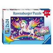 Ravensburger Puzzle Einhorn und Pegasus, 2x24-tlg.