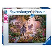 Ravensburger Puzzle Wolfsfamilie im Sommer, 1000 Teile.
