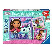 Gabby's Dollhouse -Puzzle, 3x49 Teile.
