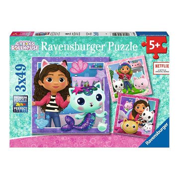 Gabby's Dollhouse Puzzle, 3x49pcs.