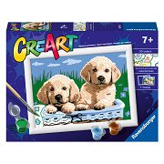 CreArt Painting by Numbers - Cute Puppies