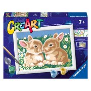 CreArt Malen nach Zahlen – Flauschige Hasen