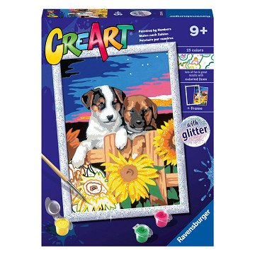 CreArt Malen nach Zahlen – Hunde bei Sonnenuntergang