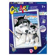CreArt Painting by Numbers - Cute Huskies