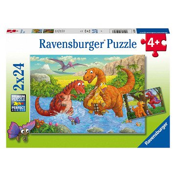Puzzle Spieldinosaurier, 2x24 Teile.