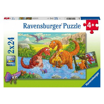 Puzzle Spielende Dinos, 2x24 Teile.