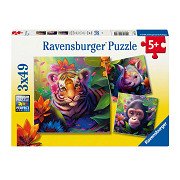 Jigsaw puzzle Jungle Babies, 3x49pcs.