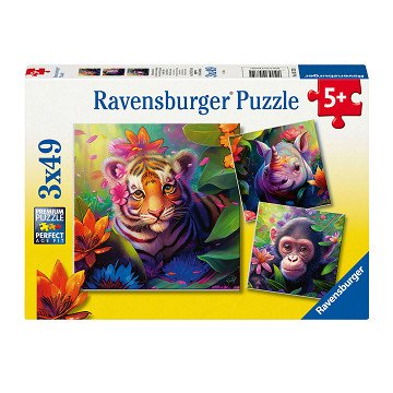 Puzzle Jungle Babies, 3x49 Teile.