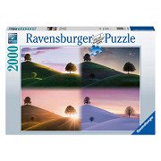 Puzzle Stimmungsvolle Bäume und Berge, 2000 Teile.