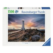 Legpuzzel Prachtige Lucht Boven de Vuurtoren van Akranes Ijsland, 1500st.