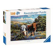 Ravensburger Puzzle „Loving Longhorns“, 500 Teile.