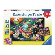 Jigsaw puzzle Animals in Space, 12 pcs.