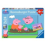 Legpuzzel Gelukkige Familie Peppa Pig, 2x24st.