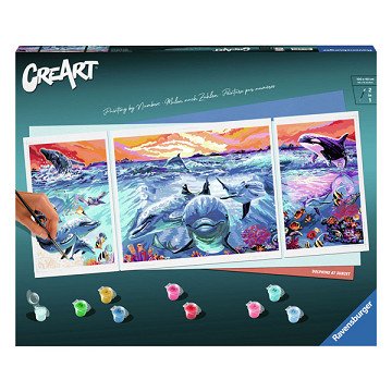 CreArt Painting by Numbers - Dolphins At Sunset