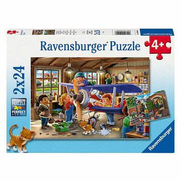 Puzzle Flugzeug- und Zugreparatur, 2x24-tlg.