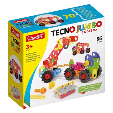 Quercetti Tecno Jumbo mit Aufbewahrungsbox, 84 Stück.