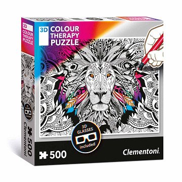 Clementoni Färben Sie Ihr eigenes 3D-Puzzle – Löwe, 500 Teile.