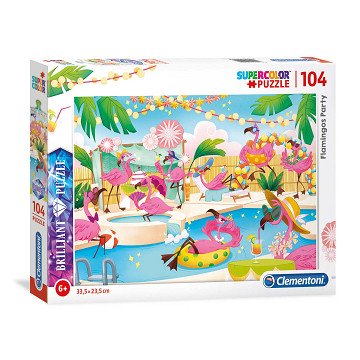 Clementoni Brilliant Puzzle Flamingo Party, 104 Teile.