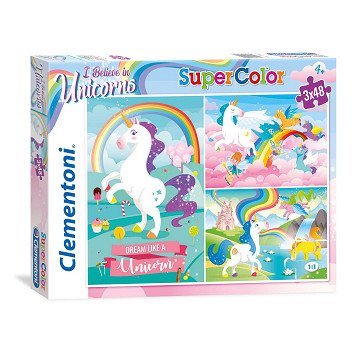 Clementoni Brilliant Puzzle Einhorn, 3x48tlg.