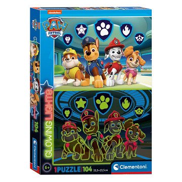 Clementoni Puzzle PAW Patrol, das im Dunkeln leuchtet, 104 Teile.