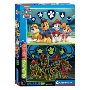 Clementoni Glow in the Dark Puzzle PAW Patrol, 104 Teile.