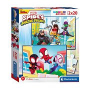 Clementoni Puzzle Super Color Spidey und seine erstaunlichen Freunde, 2x20 Teile.