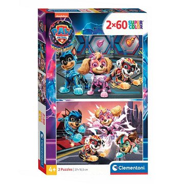 Clementoni Puzzle Super Color PAW Patrol The Mighty Movie, 2x60 Teile.