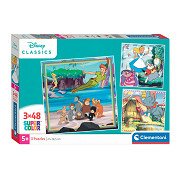 Clementoni Jigsaw Puzzle Super Color Square Disney Classics, 3x48pcs.