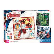 Clementoni Puzzle Super Color Square Marvel Avengers, 3x48 Teile.