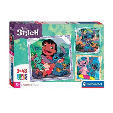 Clementoni Jigsaw Puzzle Super Color Square Disney Stitch, 3x48pcs.