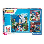 Clementoni Puzzle Super Color Square Sonic, 3x48 Teile.