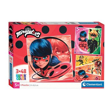 Clementoni Jigsaw Puzzle Super Color Square Miraculous, 3x48pcs.