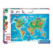 Clementoni Jigsaw Puzzle Super Color Dinosaur Map, 180pcs.