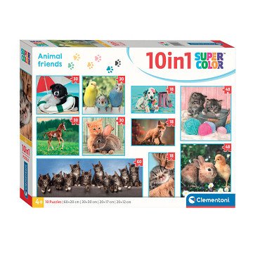 Clementoni Jigsaw Puzzle Super Color 10in1 Animal Friends