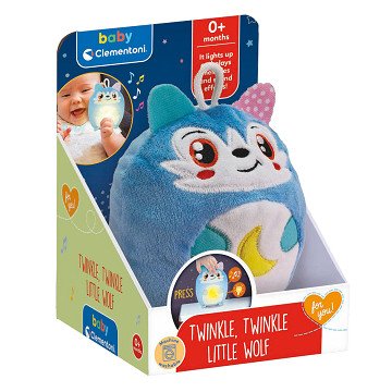 Clementoni Baby Twinkle Winkle Little Wolf Blue Plush Toy Night Light