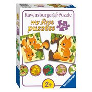 Puzzle „Tiere und ihre Babys“, 9 x 2 Teile.