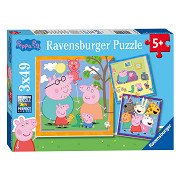 Familie und Freunde von Peppa Pig Puzzle, 3x49 Teile.