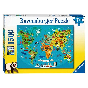 Animal World Map Jigsaw Puzzle, 150 pcs. XXL