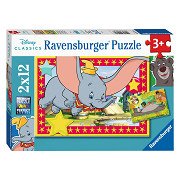 Disney Classics: Dumbo and the Jungle Book Jigsaw Puzzle, 2x12 pcs.