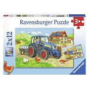 Ravensburger On the Construction Site and Farm Puzzle, 2x12 pcs.