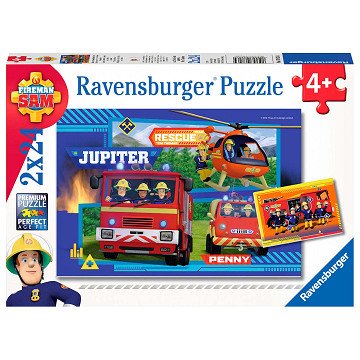 Feuerwehrmann Sam Puzzle - In Aktion, 2x24 Teile.