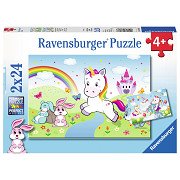 Märchenhaftes Einhorn-Puzzle, 2x24 Teile.