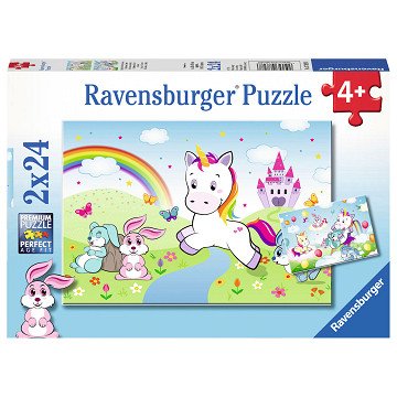 Märchenhaftes Einhorn-Puzzle, 2x24 Teile.