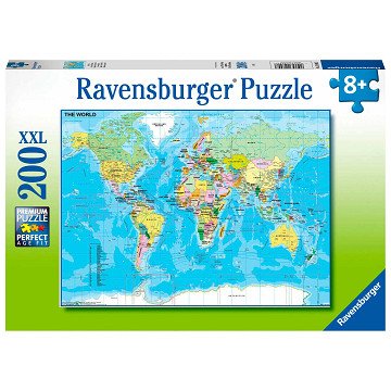 Wereldkaart Puzzel, 200st. XXL