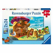 Puzzle Bärenfamilienurlaub - 2x24 Teile.