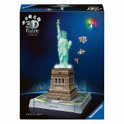 Ravensburger 3D Puzzle Iconics Freiheitsstatue – Mit Licht – 128 Teile.
