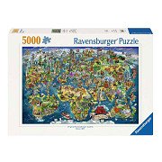 Ravensburger Legpuzzle Illustrierte Weltkarte - 5000 St.
