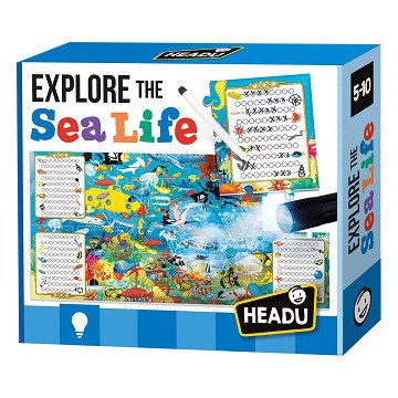 Headu Puzzle Game Discover Sea Life with Flashlight, 70pcs.